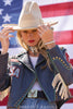 Double D Ranch Lady Liberty Blue Leather Jacket C3514 Limited Edition