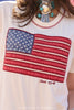 White t-shirt with American flag design and 'Double D Ranch' branding.