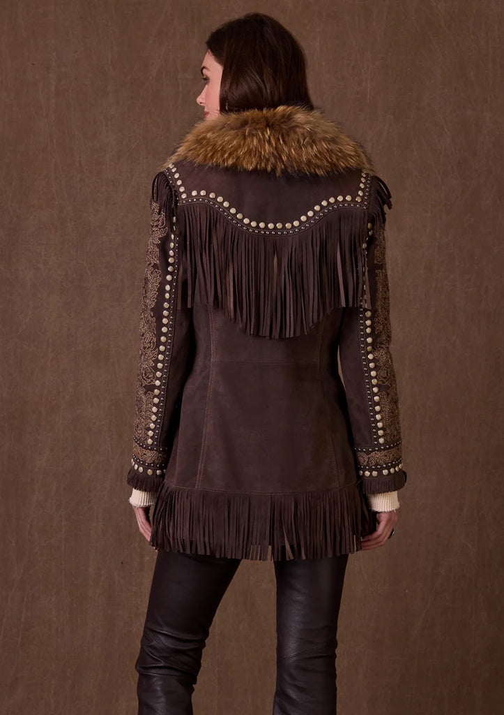 Double D Ranch Women's Horse Leather Fur Coat Opera C3443