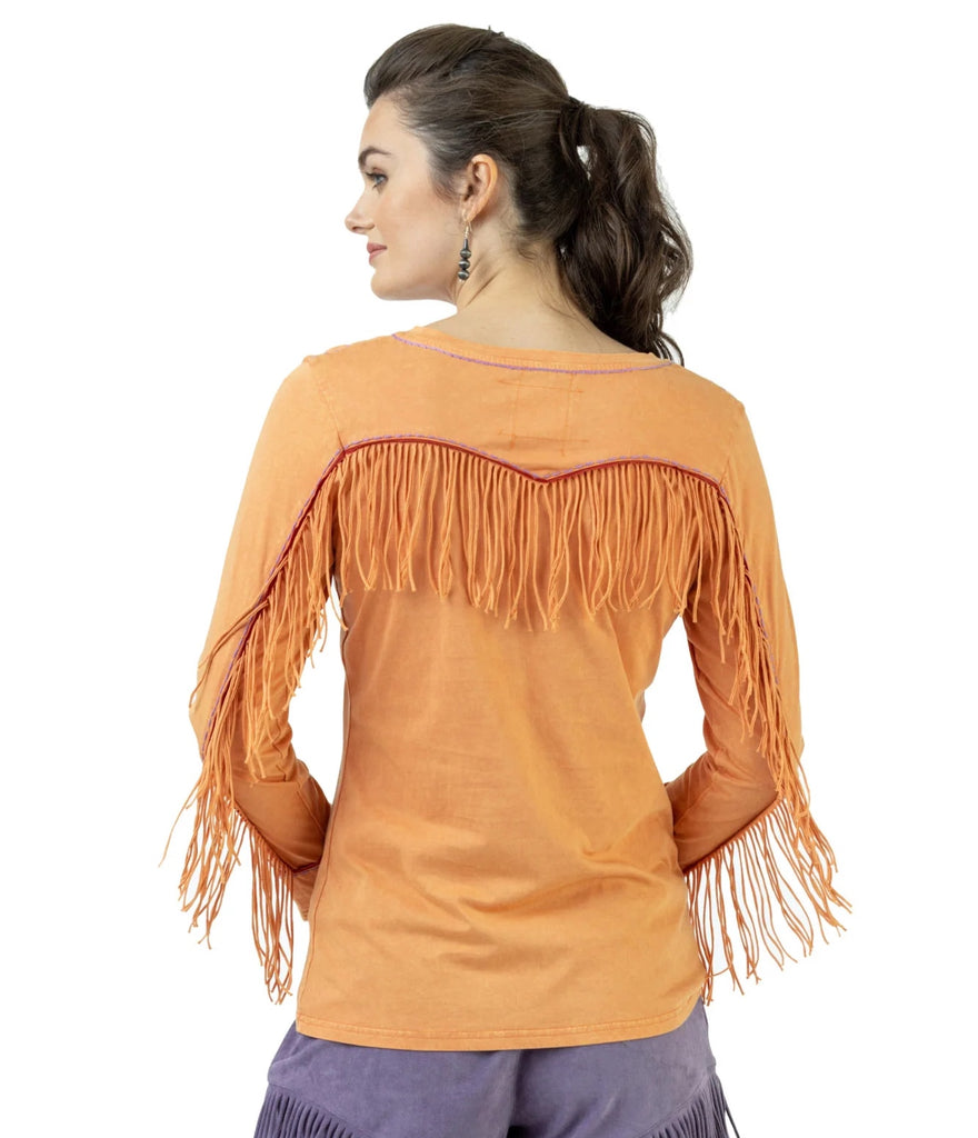 Double D Ranch Wild Like the West Women's Tee in Peach of the Billy The Kid Collection