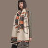 Hermès-Inspired Equestrian Style Scarf in Black / Orange Horse Motive Wrap