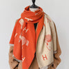 Hermès-Inspired Equestrian Style Scarf – Orange & Cream Horse Print Wrap