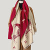 Hermès-Inspired Equestrian Style Scarf in Red/Cream Equine Halter Horse Motive Wrap