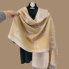 Hermès-Inspired Equestrian Style Scarf Reversible Wrap in Tan /Cream Houndstooth
