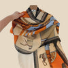 Equestrian Wrap Blue Orange Scarf – Showhorse Collection 100 218