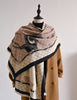 Hermès-Inspired Equestrian Style Scarf in Black & Tan Rearing Horse Motive Wrap