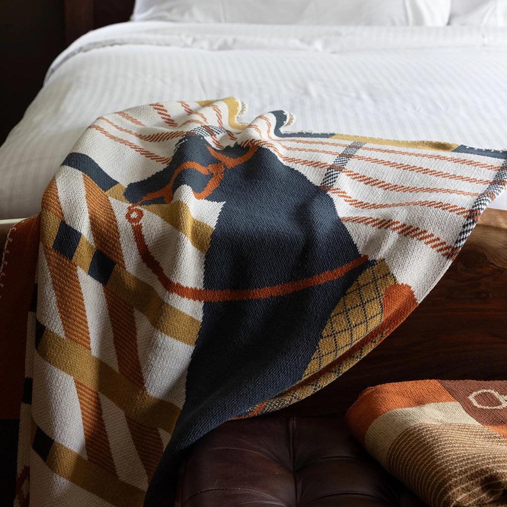Equestrian Cheval Multicolor Throw Blanket Horse Design BL01ECH1