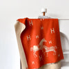 Hermès-Inspired Equestrian Style Scarf – Orange & Cream Horse Print Wrap