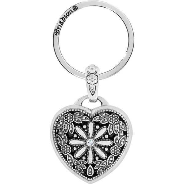 Brighton Floral Heart Key Fob – Silver Plated Locket Keychain (E12192)