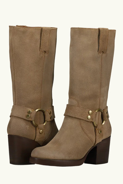 Frye Brown Suede Womens Leather Boots with harness