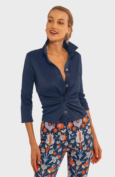 Gretchen Scott Twist and Shout Top in Navy - Saratoga Saddlery & International Boutiques