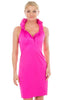 Gretchen Scott Sleeveless Ruffneck Dress in Bright Pink