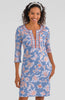 Gretchen Scott Split Neck Dress in Periwinkle Blue Stunning Stippling