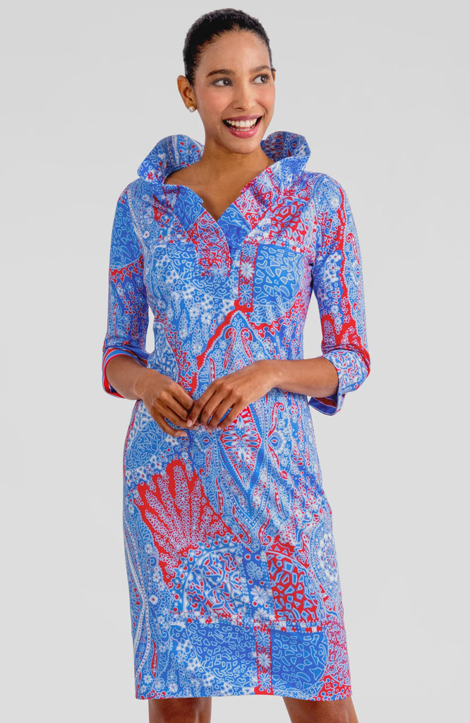 Gretchen Scott Ruffneck Dress 3/4 Sleeve - Grand Bazaar JDRNGB