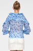 Gretchen Scott Rufflestilskin Top – Smell The Roses Blue Ruffle V-Neck Blouse