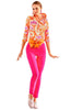 Gretchen Scott Ruffneck TOP 3/4 Sleeve Ruffneck Orange Flora TPRNFLL SS24