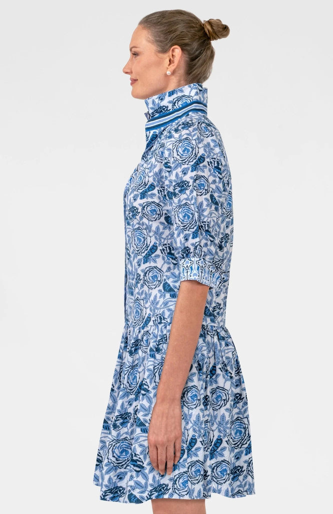 Gretchen Scott So Sweet Blue Summer Dress – Smell The Roses Printed Cotton Dress