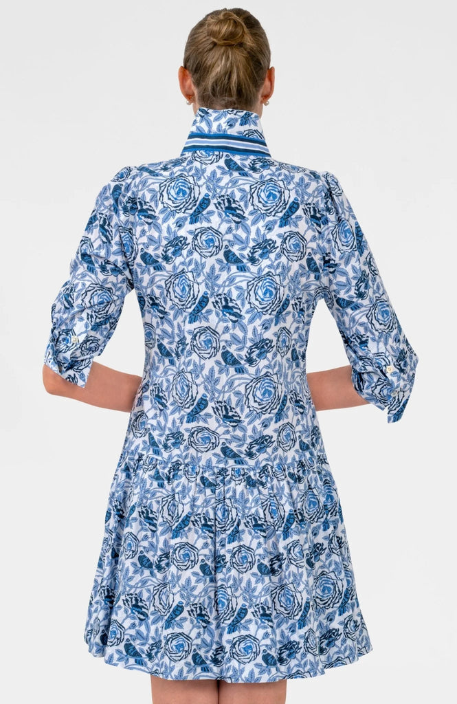 Gretchen Scott So Sweet Blue Summer Dress – Smell The Roses Printed Cotton Dress