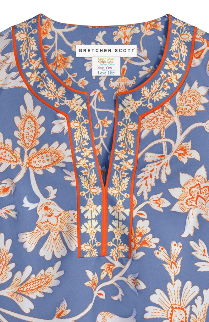 Gretchen Scott Split Neck Dress in Periwinkle Blue Stunning Stippling