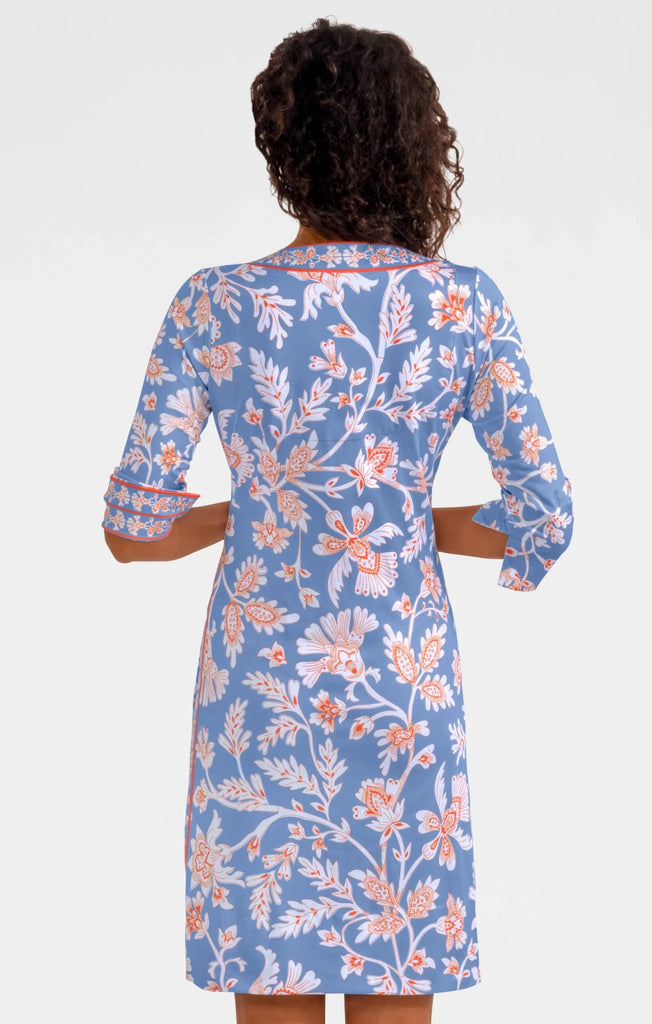 Gretchen Scott Split Neck Dress in Periwinkle Blue Stunning Stippling