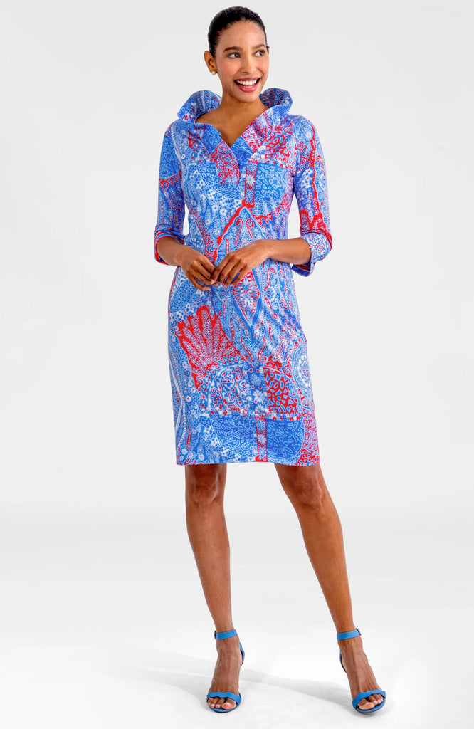 Gretchen Scott Ruffneck Dress 3/4 Sleeve - Grand Bazaar JDRNGB