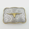 Western Long Horn Buckle -Silver w/Gold Trim H8143 FW25