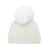 Mitchie's White Sparkle Beanie w/Cuff & Fox Fur Pompom  HTA106 FW25