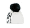 Mitchie's White Ski Vibes Beanie w/Pearl & Crystal Detail with Fox Fur HTA114 FW25