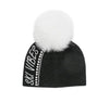 Mitchie's Black Ski Vibes Beanie w/Pearl & Crystal Detail with Fox Fur  HTA114 FW25