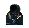 Mitchie's Black Beanie w/Crystal Skiers & Fox Fur HTA120 FW25