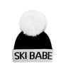 Mitchie's Black Ski Babe Beanie w/Fox fur Pom pom HTA126 FW25
