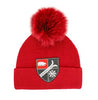 Mitchie's Red Knit Ski Logos Hat w/Fox Fur Pom HTAN67 FW25