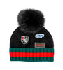 Mitchie's Black Knit Ski Logos Hat w/Fox Fur Pom HTAN68 FW25