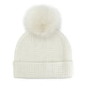 Mitchie's Ivory Knit Crystal Beanie w/Fox Fur Pom HTAN90 FW25
