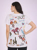 Howdy Embroidered V-Neck T-Shirt – White Cotton Western Graphic Tee 4675