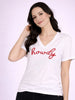 Howdy Embroidered V-Neck T-Shirt – White Cotton Western Graphic Tee 4675