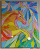 Rumara Jewett Stained Glass III Single Jumper Horse,48x36, Acrylic Painting