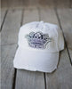 Junk Gypsy White Cap with Silver Crown Distressed Baseball Cap WJG2204 SS26