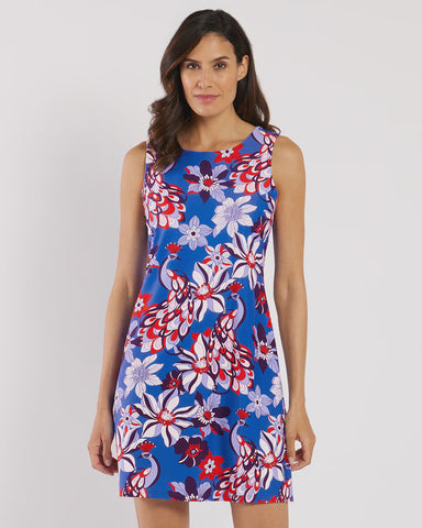 Jude Connally ON SALE Shari Dress in Falling Floral Blue White Cream Made in the USA
