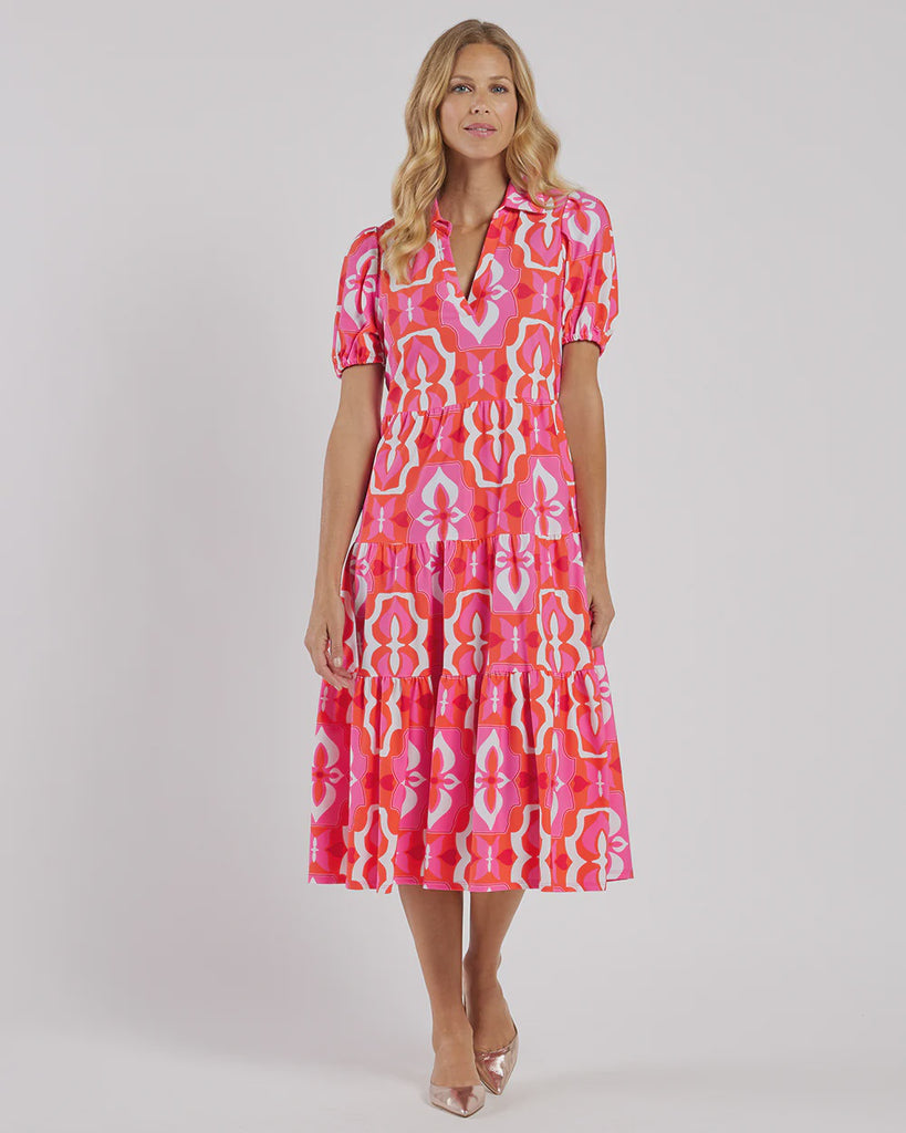 Jude Connally Portia Dress Butterfly Tile Sorbet MADE IN USA