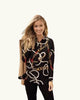 Jude Connally Black 4-Way Stretch Tunic Top – Elegant Equestrian Chain Print Top