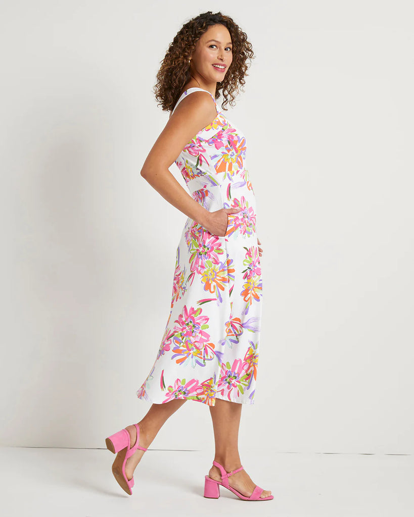 Jude Connally Kaia Dress Midi Impressionist Floral White