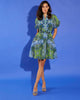 Fit-and-Flare Silhouette Dress in Blue & Green Paisley by Jude Connally