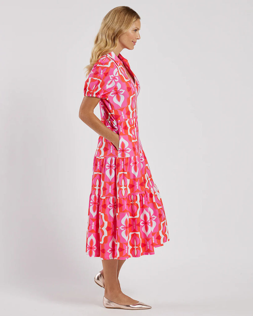 Jude Connally Portia Dress Butterfly Tile Sorbet MADE IN USA
