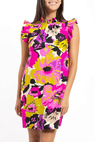 Gretchen Scott Jersey Split Neck Dress - Full Bloom Periwinkle SS23