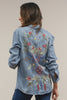 Kyla Women's Blue Denim Shirt Colorful Embroidered Flowers Dalai - Saratoga Saddlery & International Boutiques