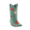 Women's Tall Cowboy Boots in Turquoise Leather with Red Hearts Anabella by Liberty Black
