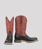 Lucchese Men's Rowdy HornBack Caiman Black Square Toe Cowboy Boots Rubber sole M4558 WF