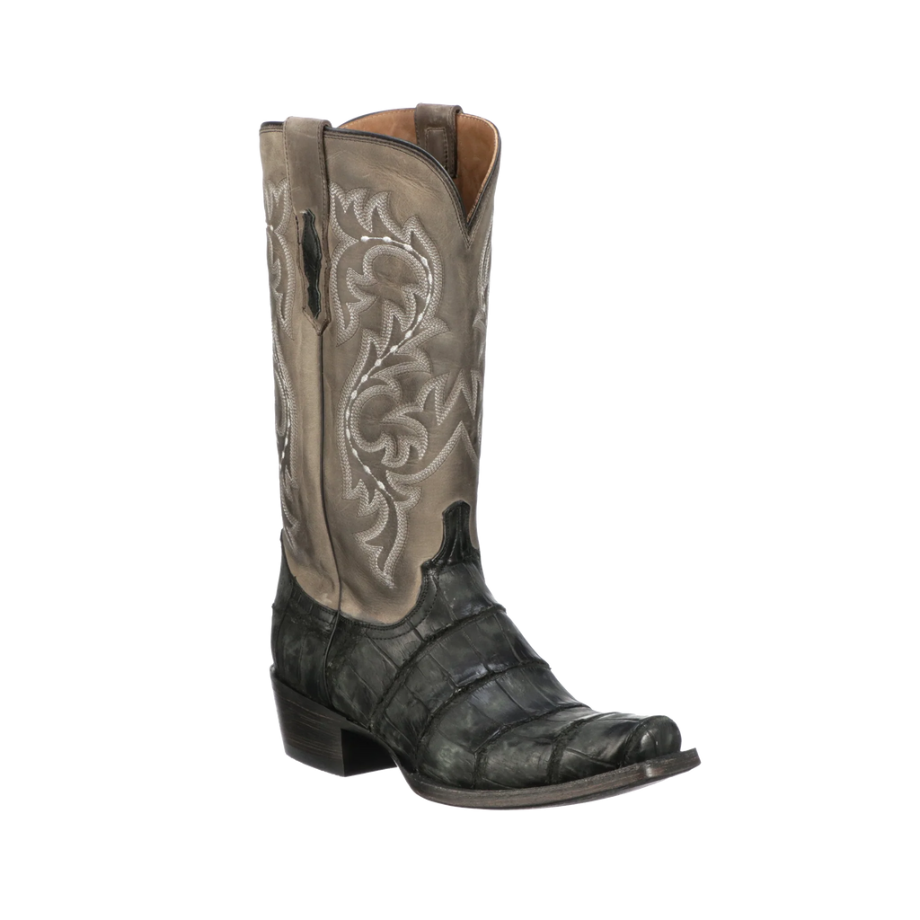 Lucchese Men's Cowboy Boots Giant Aligator in Black M3196 Burke Giant Alligator Charcoal