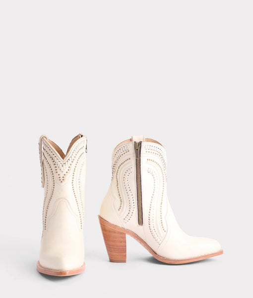 Lucchese Women's Cream Color Ankle Boots Shanae M6091